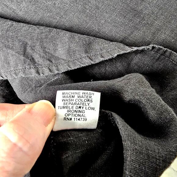 FLAX Black 100% Linen Tank Top SM Sleeveless Layering Blouse Made in Lithuania - Picture 8 of 8